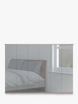 John Lewis Elstra 300cm Wardrobe with Mirrored Hinged Doors - view 2, Mirror/Pebble Grey