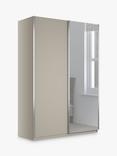 John Lewis Elstra 150cm Wardrobe Mirrored Sliding Door, Pebble Grey/Mirror
