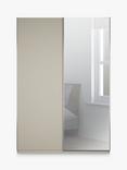 John Lewis Elstra 150cm Wardrobe Mirrored Sliding Door, Pebble Grey/Mirror