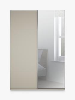 John Lewis Elstra 150cm Wardrobe Mirrored Sliding Door - view 2, Pebble Grey/Mirror