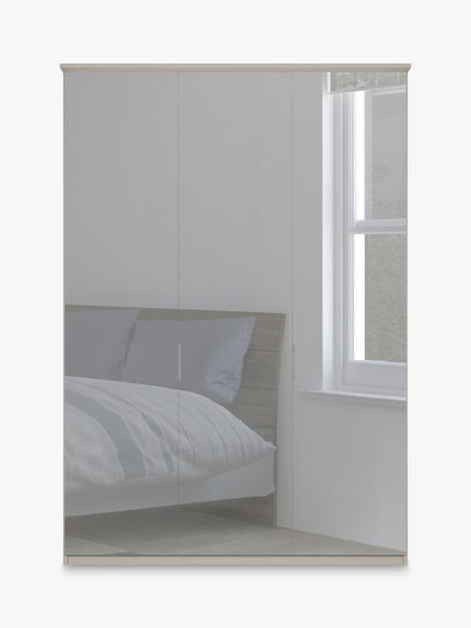 John Lewis Elstra 150cm Wardrobe with Mirrored Hinged Doors - view 2, Mirror/Pebble Grey