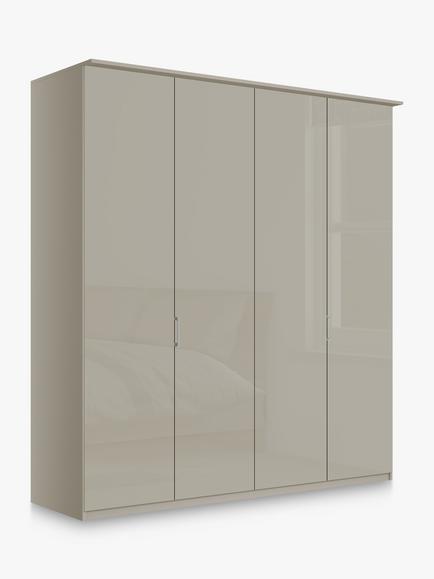 John Lewis Elstra 200cm Wardrobe with Glass Hinged Doors, Grey Glass/Pebble Grey