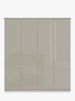 John Lewis Elstra 200cm Wardrobe with Glass Hinged Doors - view 2, Grey Glass/Pebble Grey
