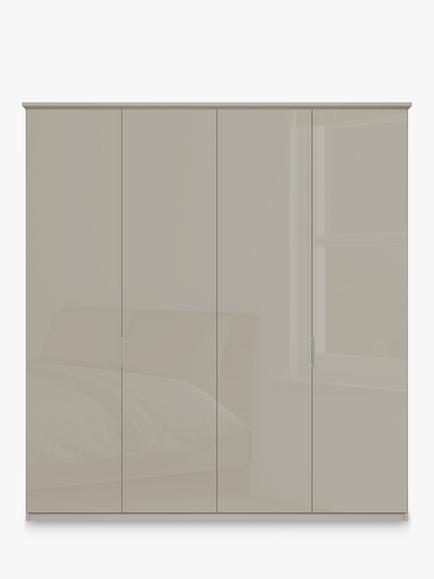 John Lewis Elstra 200cm Wardrobe with Glass Hinged Doors - view 2, Grey Glass/Pebble Grey