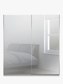 John Lewis Elstra 200cm Wardrobe with Mirrored Sliding Doors - view 2, Mirror/Pebble Grey