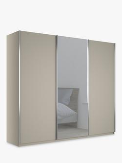 John Lewis Elstra 250cm Wardrobe Mirrored Sliding Door, Pebble Grey/Mirror