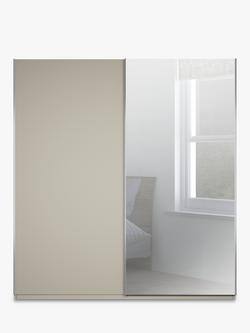 John Lewis Elstra 200cm Wardrobe Mirrored Sliding Door - view 2, Pebble Grey/Mirror