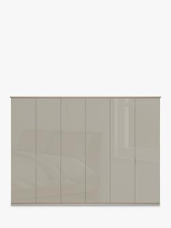 John Lewis Elstra 300cm Wardrobe with Glass Hinged Doors - view 2, Grey Glass/Pebble Grey