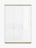 John Lewis Elstra 150cm Wardrobe with Glass Hinged Doors, White Glass/Bianco Oak