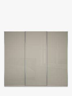 John Lewis Elstra 250cm Wardrobe with White Glass Sliding Doors - view 2, Grey Glass/Pebble Grey