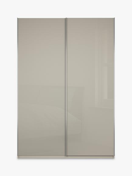 John Lewis Elstra 150cm Wardrobe with White Glass Sliding Doors - view 2, Grey Glass/Pebble Grey