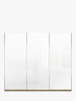 John Lewis Elstra 250cm Wardrobe with White Glass Sliding Doors - view 2, White Glass/Bianco Oak