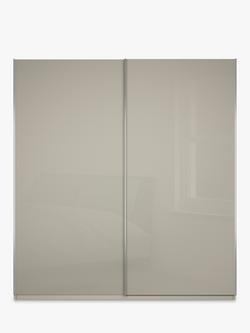 John Lewis Elstra 200cm Wardrobe with Glass Sliding Doors - view 2, Grey Glass/Pebble Grey