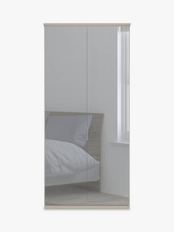John Lewis Elstra 100cm Wardrobe with Mirrored Hinged Doors - view 2, Mirror/Pebble Grey