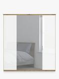 John Lewis Elstra 200cm Wardrobe with White Glass and Mirrored Hinged Doors, White Glass/Bianco Oak