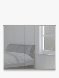 John Lewis Elstra 250cm Wardrobe with Mirrored Hinged Doors - view 2, Mirror/Pebble Grey