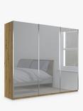 John Lewis Elstra 250cm Wardrobe with Mirrored Sliding Doors, Mirror/Bianco Oak