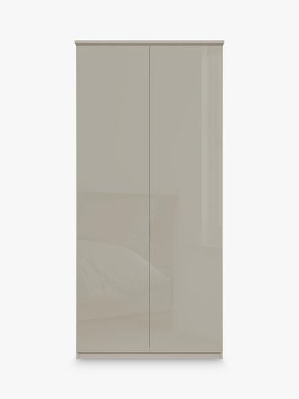John Lewis Elstra 100cm Wardrobe with Glass Hinged Doors - view 2, Grey Glass/Pebble Grey