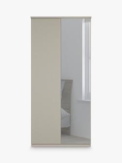 John Lewis Elstra 100cm Wardrobe Right-Hand Mirrored Hinged Door - view 2, Pebble Grey/Mirror