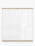 John Lewis Elstra 200cm Wardrobe with Glass Hinged Doors, White Glass/Bianco Oak