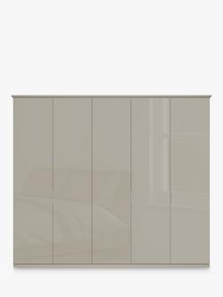 John Lewis Elstra 250cm Wardrobe with Glass Hinged Doors - view 2, Grey Glass/Pebble Grey