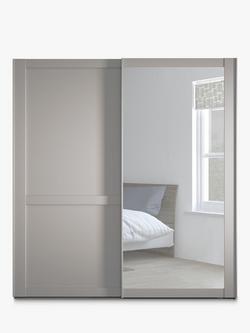 John Lewis Marlow 200cm Mirrored Sliding Door Wardrobe - view 2, Pebble Grey