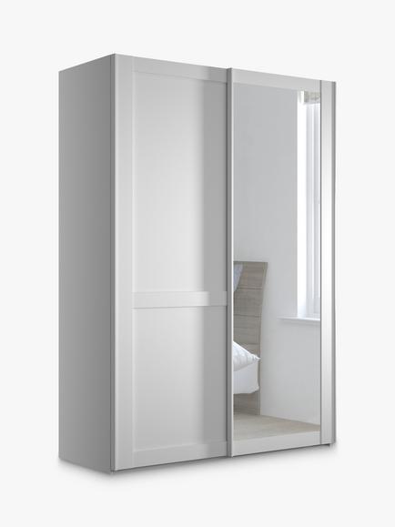 John Lewis Marlow 150cm Mirrored Sliding Door Wardrobe, White
