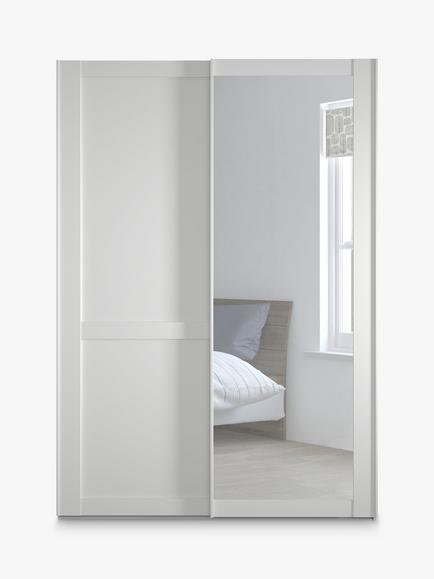 John Lewis Marlow 150cm Mirrored Sliding Door Wardrobe - view 2, White