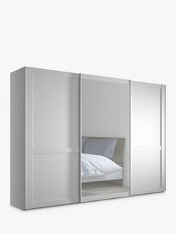 John Lewis Marlow 300cm Mirrored Sliding Door Wardrobe, Off White
