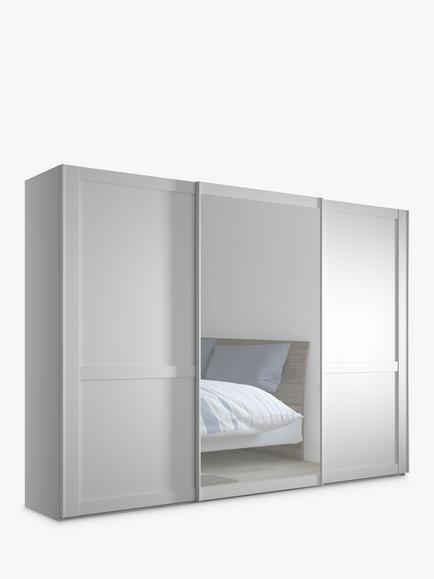 John Lewis Marlow 300cm Mirrored Sliding Door Wardrobe, White