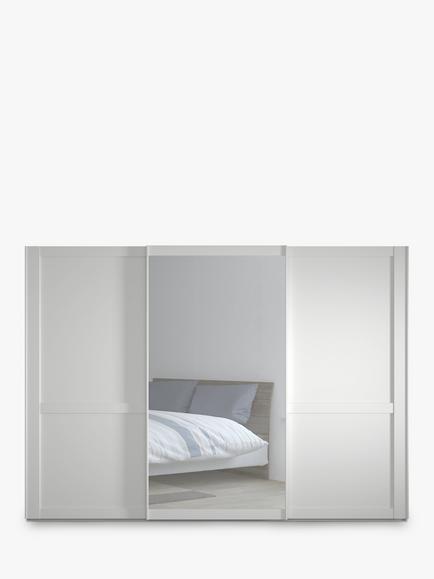 John Lewis Marlow 300cm Mirrored Sliding Door Wardrobe - view 2, White