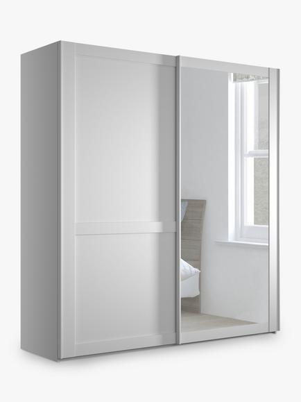 John Lewis Marlow 200cm Mirrored Sliding Door Wardrobe, White