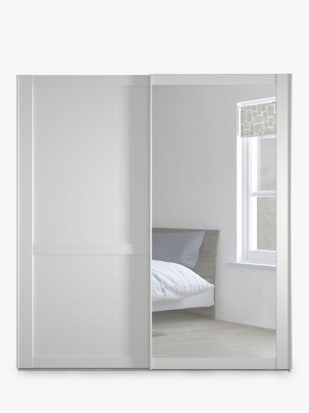 John Lewis Marlow 200cm Mirrored Sliding Door Wardrobe - view 2, White