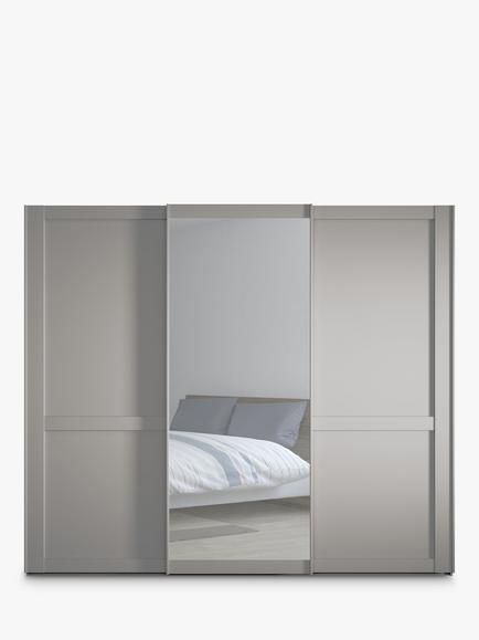 John Lewis Marlow 250cm Mirrored Sliding Door Wardrobe - view 2, Pebble Grey