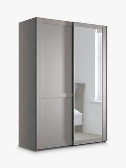 John Lewis Marlow 150cm Mirrored Sliding Door Wardrobe, Pebble Grey