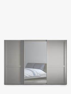 John Lewis Marlow 300cm Mirrored Sliding Door Wardrobe - view 2, Pebble Grey