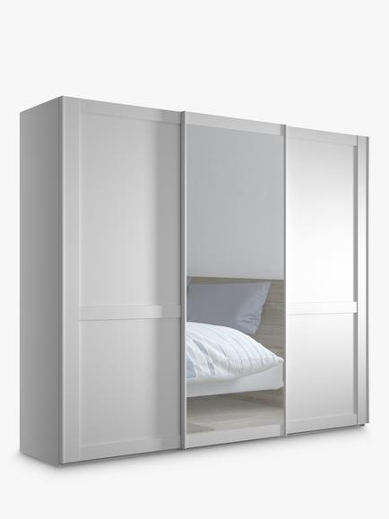John Lewis Marlow 250cm Mirrored Sliding Door Wardrobe, White