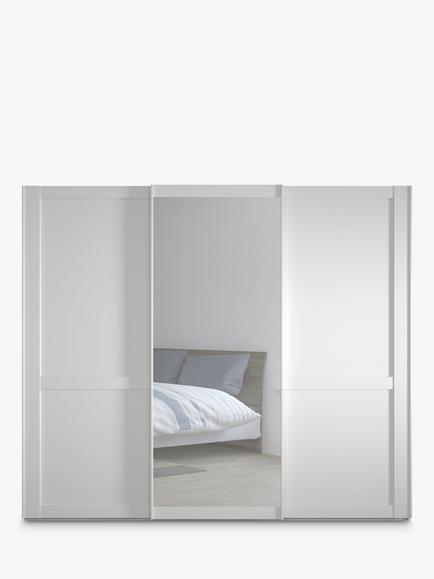 John Lewis Marlow 250cm Mirrored Sliding Door Wardrobe - view 2, White