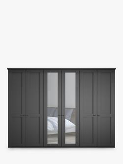 John Lewis Marlow 300cm Mirrored Hinged Wardrobe - view 2, Graphite