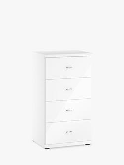 John Lewis Elstra 4 Drawer Glass Front Chest, White Glass/White