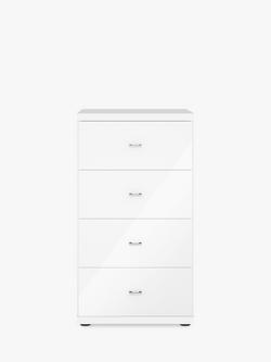 John Lewis Elstra 4 Drawer Glass Front Chest - view 2, White Glass/White