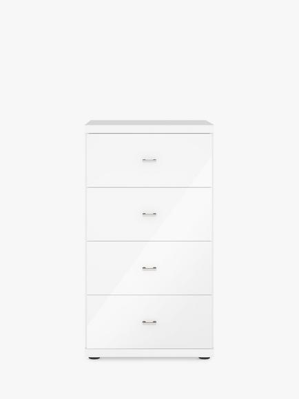 John Lewis Elstra 4 Drawer Glass Front Chest - view 2, White Glass/White