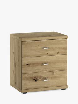 John Lewis Elstra 3 Drawer Bedside Table, Bianco Oak