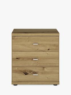 John Lewis Elstra 3 Drawer Bedside Table - view 2, Bianco Oak