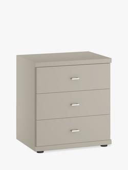 John Lewis Elstra 3 Drawer Bedside Table, Pebble Grey