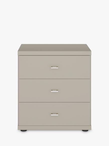 John Lewis Elstra 3 Drawer Bedside Table - view 2, Pebble Grey