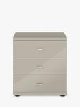 John Lewis Elstra 3 Drawer Glass Front Bedside Table