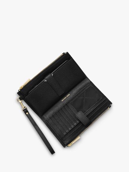 MICHAEL Michael Kors Jet Set Leather Travel Double Zip Top Wristlet Purse - view 2, Black