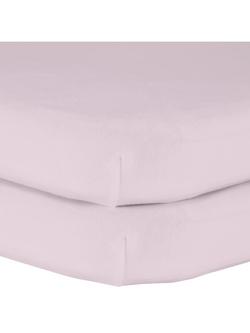John Lewis GOTS Organic Cotton Fitted Bedside Crib Sheet, Pack of 2, 50 x 83cm, Pink