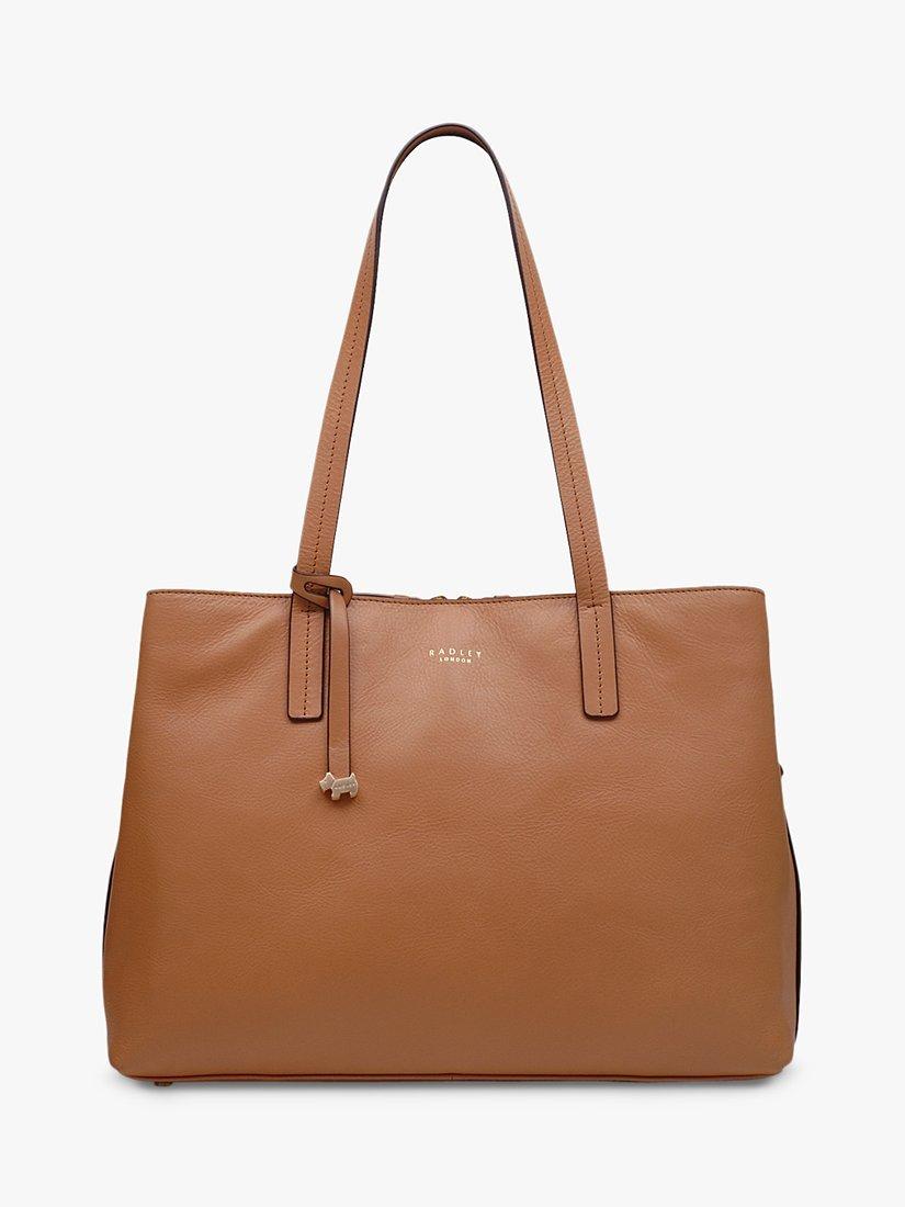 Radley Dukes Place Leather Large Open Top Work Bag, Dark Butter